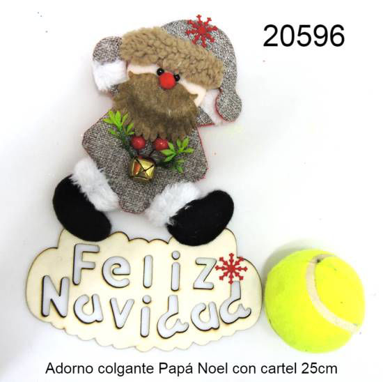 Imagen de ADORNO COLGANTE PAPA NOEL CON CARTEL 25CM X2 11.25